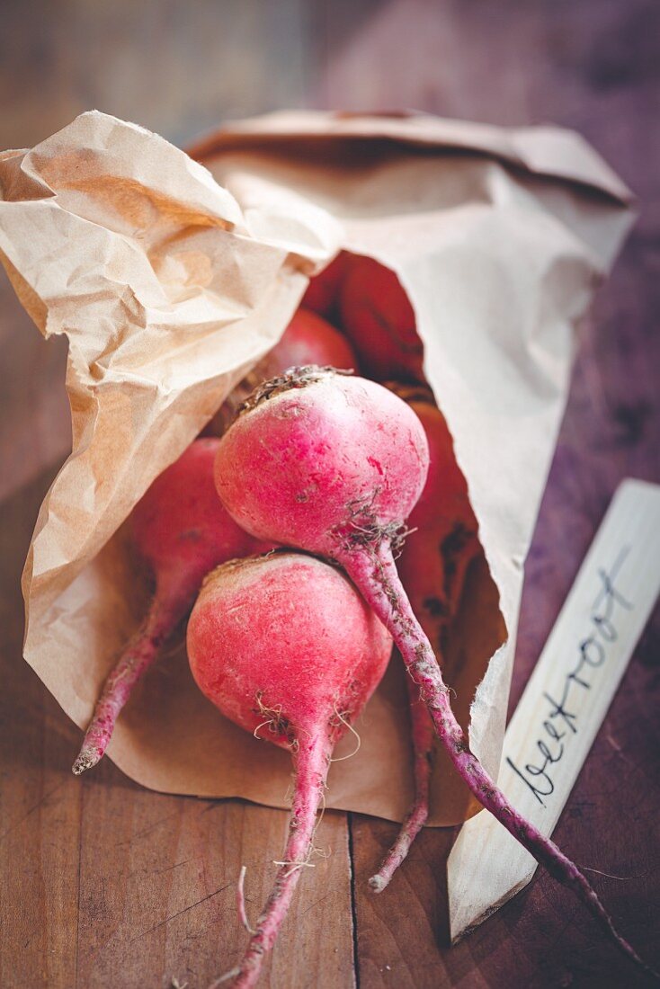 Beetroot in paper bag