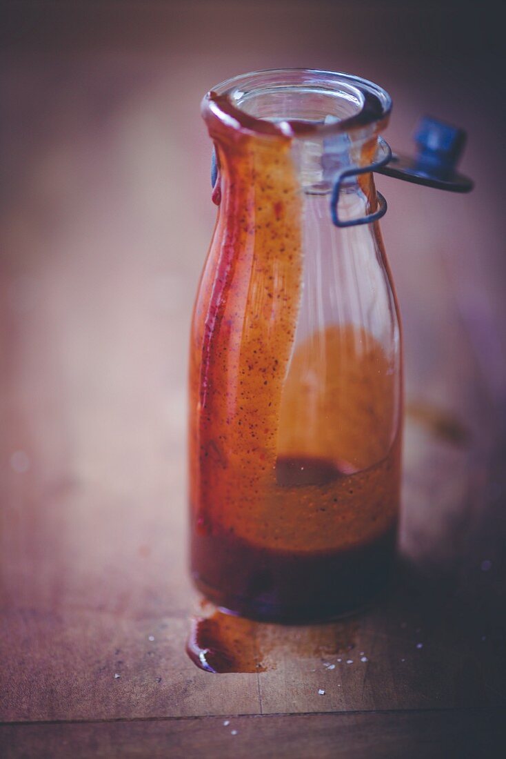 Barbecue sauce in a bottle