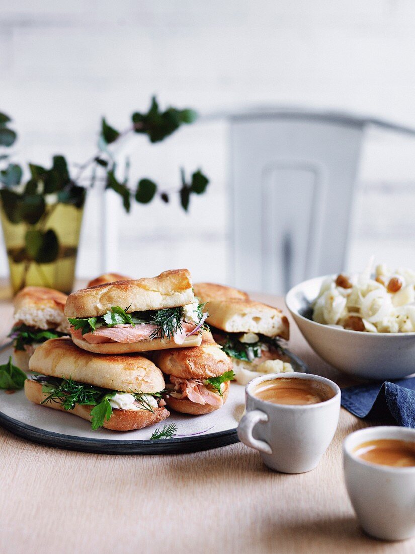 Smoked trout and pickled cauliflower rolls