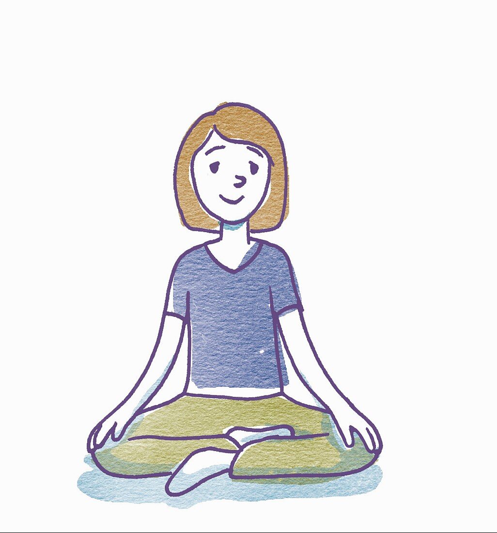 A woman sitting in the lotus position