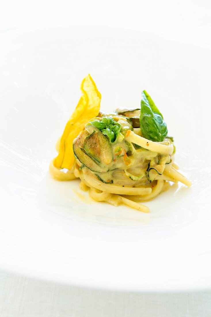A dish from the restaurant Quattro Passi: pasta alla nerano, Amalf coast, Italy