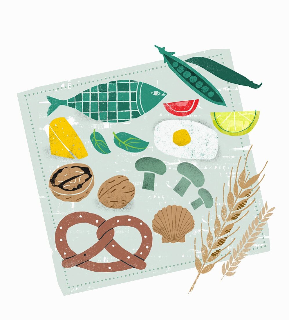 Still verschiedener Lebensmittel (Illustration)