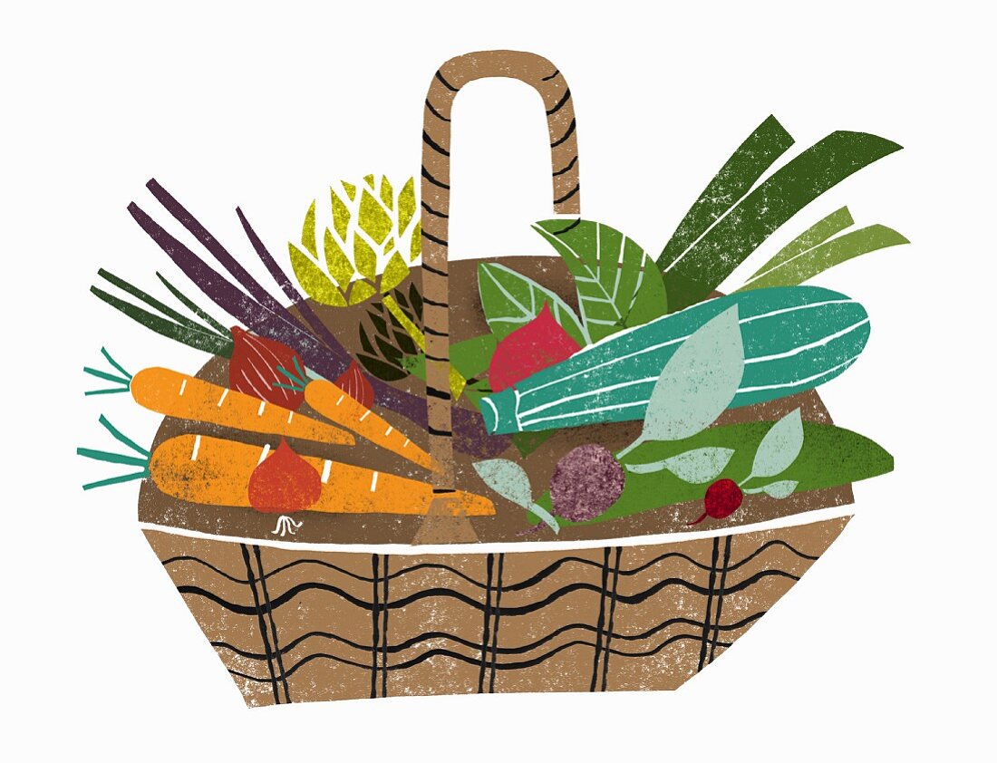 A basket of fresh vegetables (illustration)