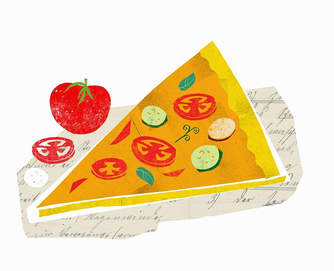 A slice of vegetable pizza (illustration)