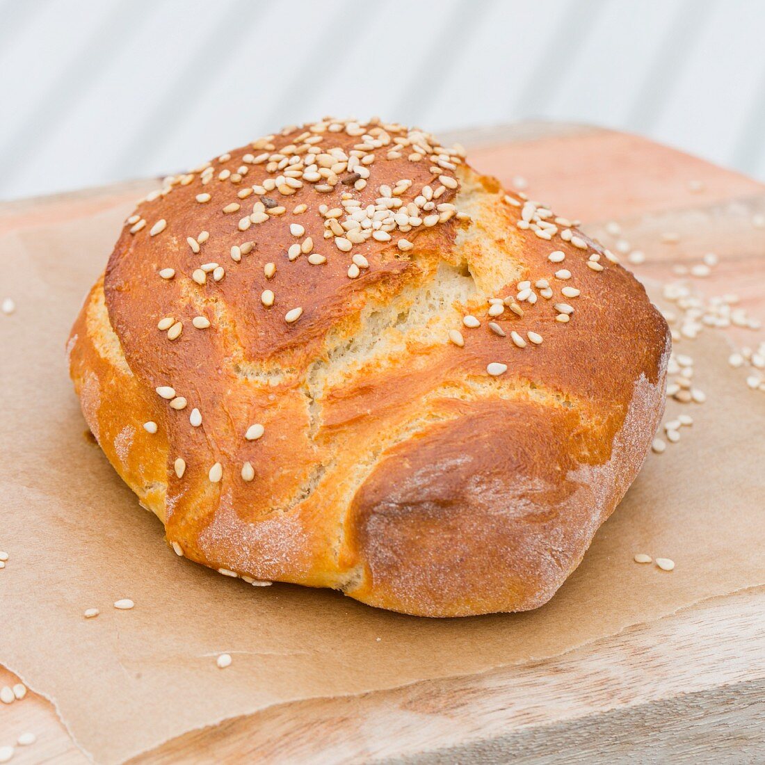 Freshly baked brioche with sesame seeds