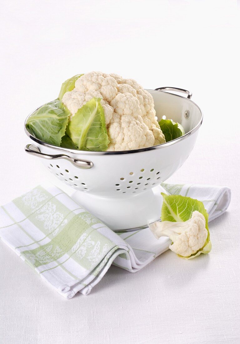 Cauliflower in a colander