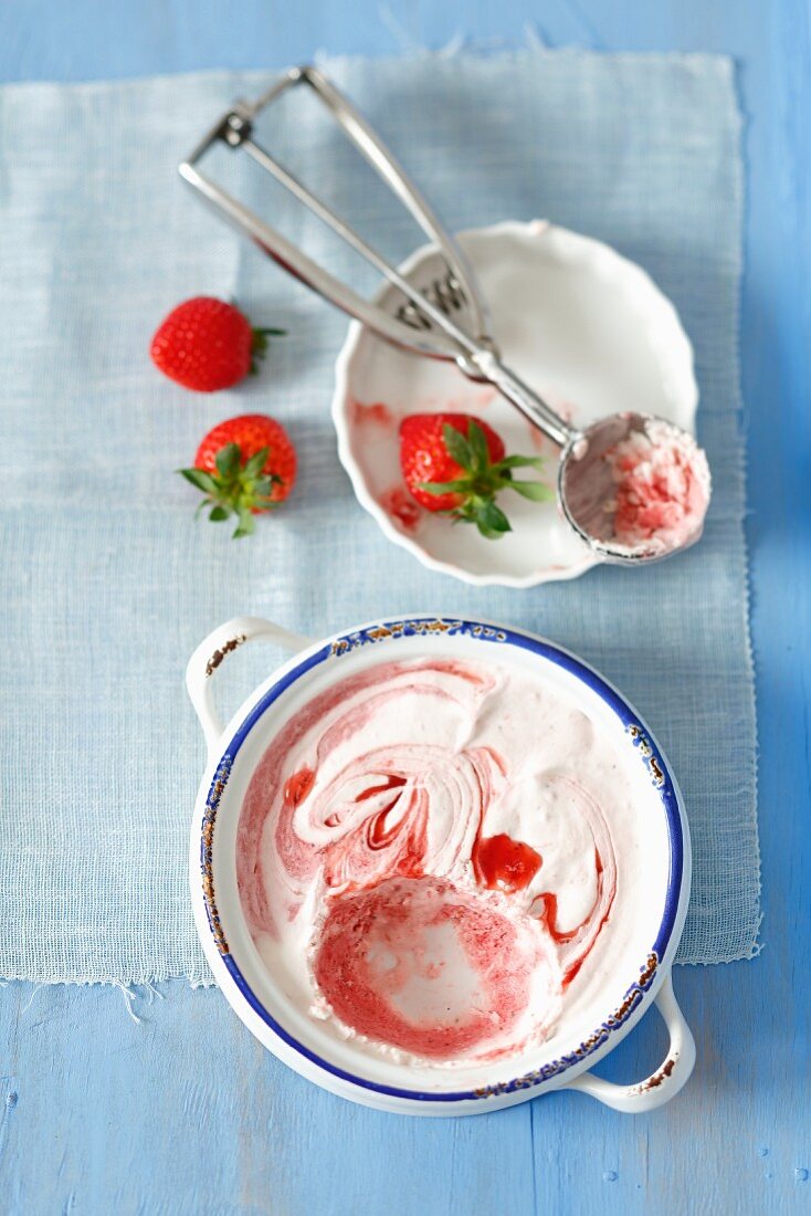 Homemade strawberry ice cream