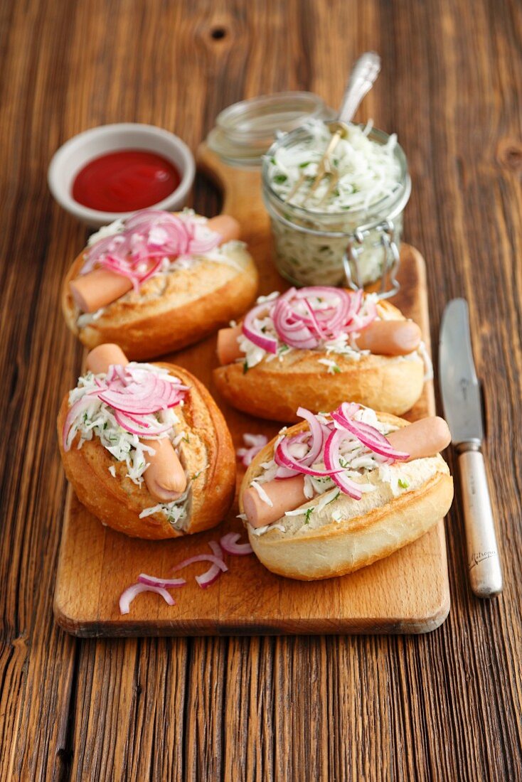 Hot dogs with coleslaw