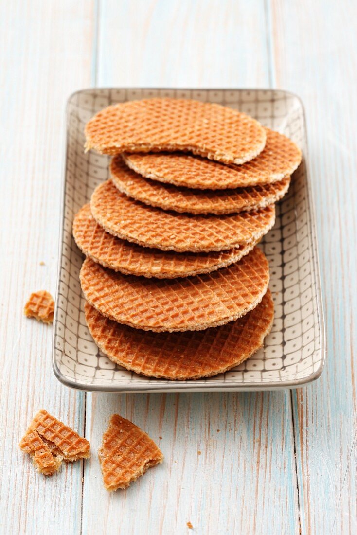 Honey wafers on a dish