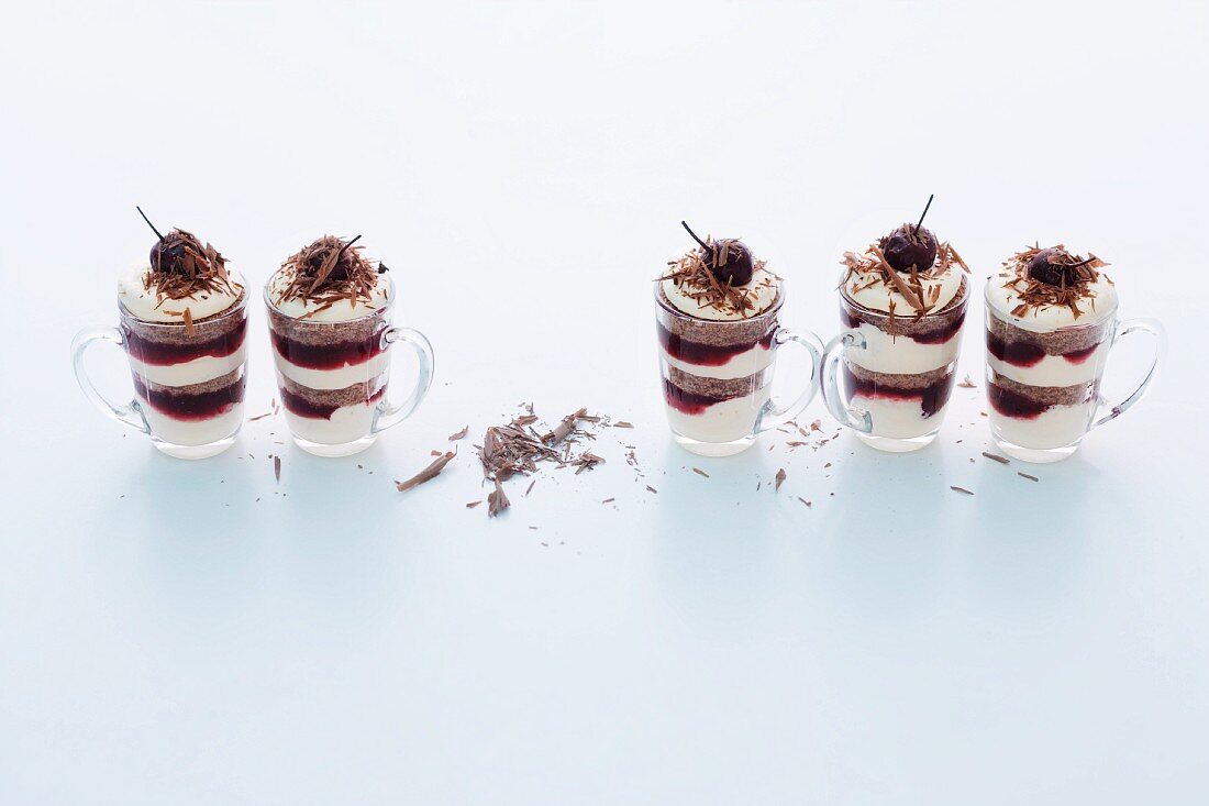 Black Forest gateaux style tiramisu in glasses