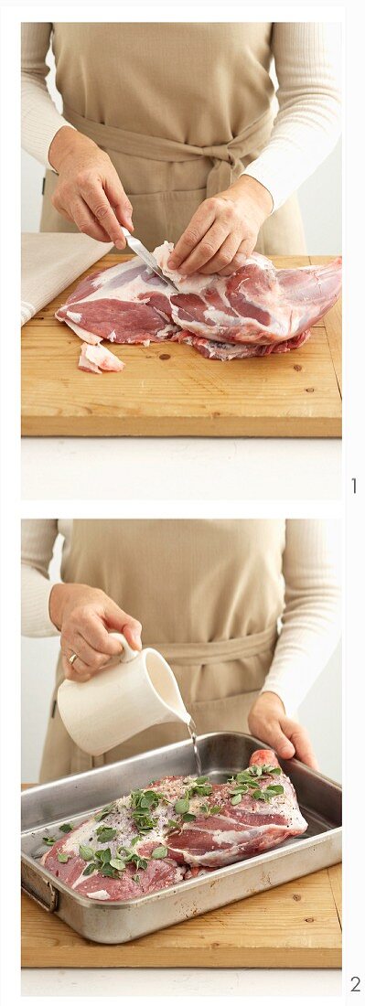 Preparing a shoulder of lamb