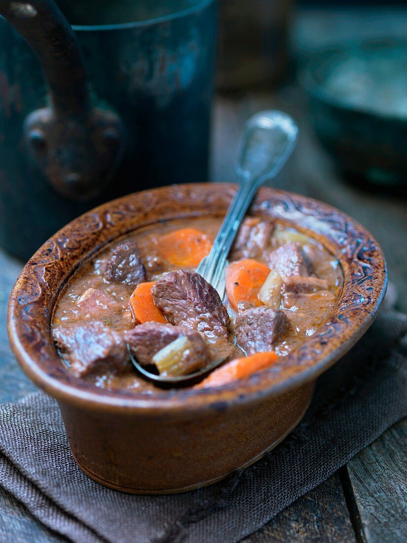 Daube provencale (French stew) with beef and carrots