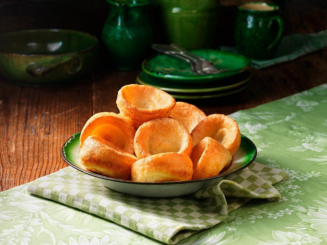 Yorkshire puddings in a ceramic bowl
