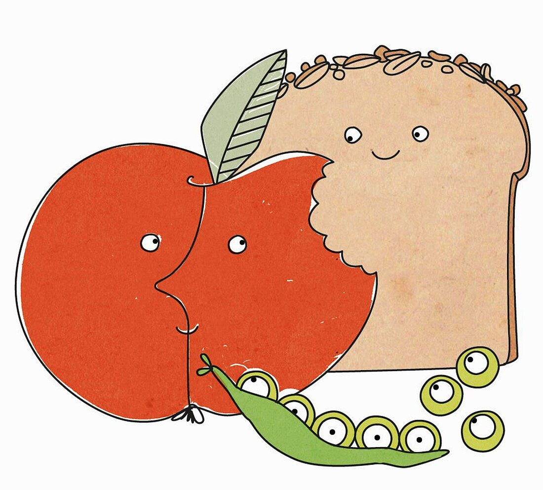 An illustration of healthy food for the gut