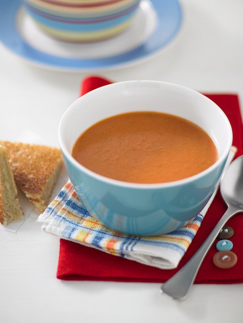 Tomato Soup With Cheese Toasties