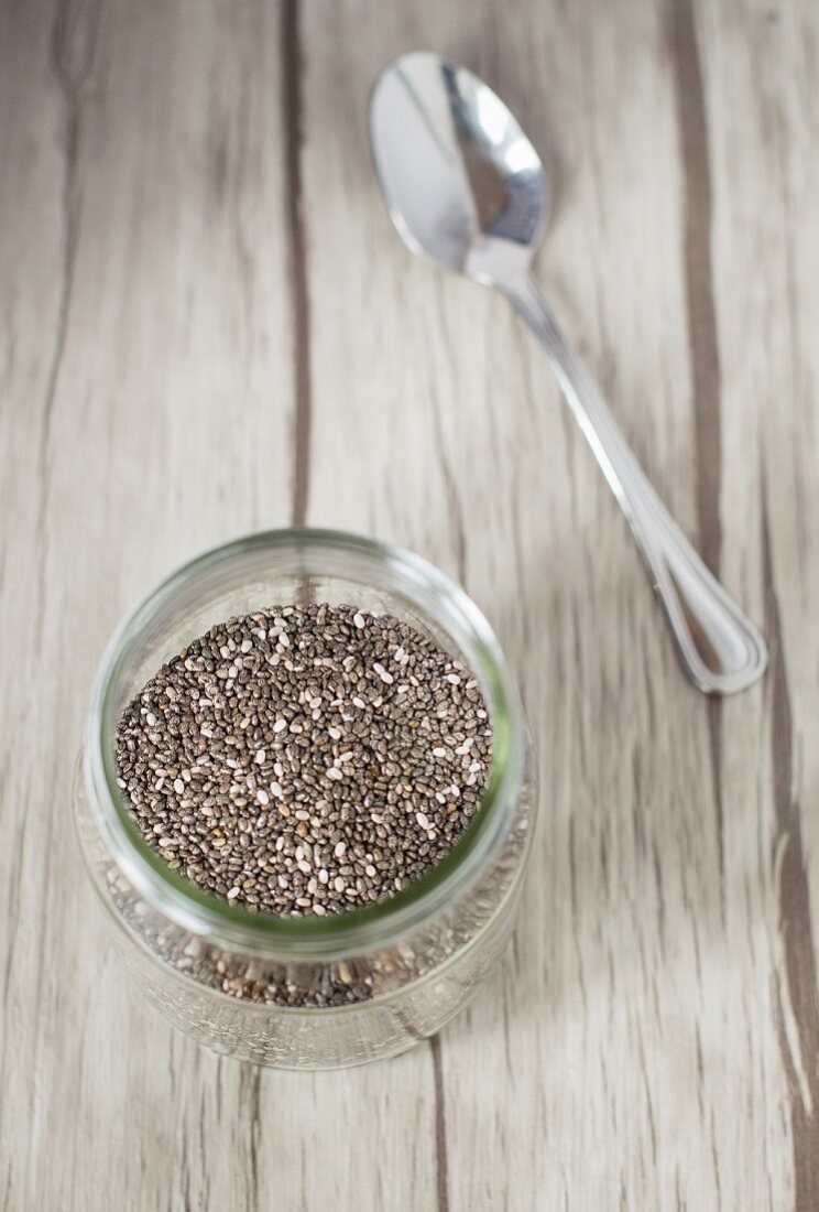 A jar of chia seeds