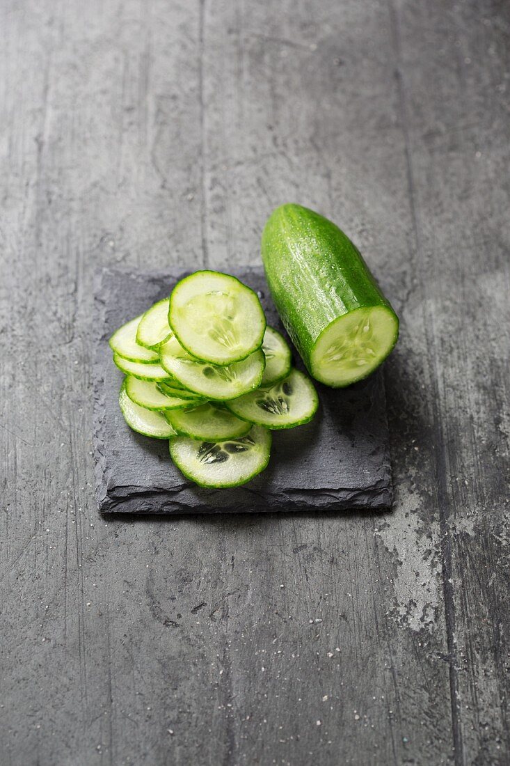 Cucumber, partially sliced