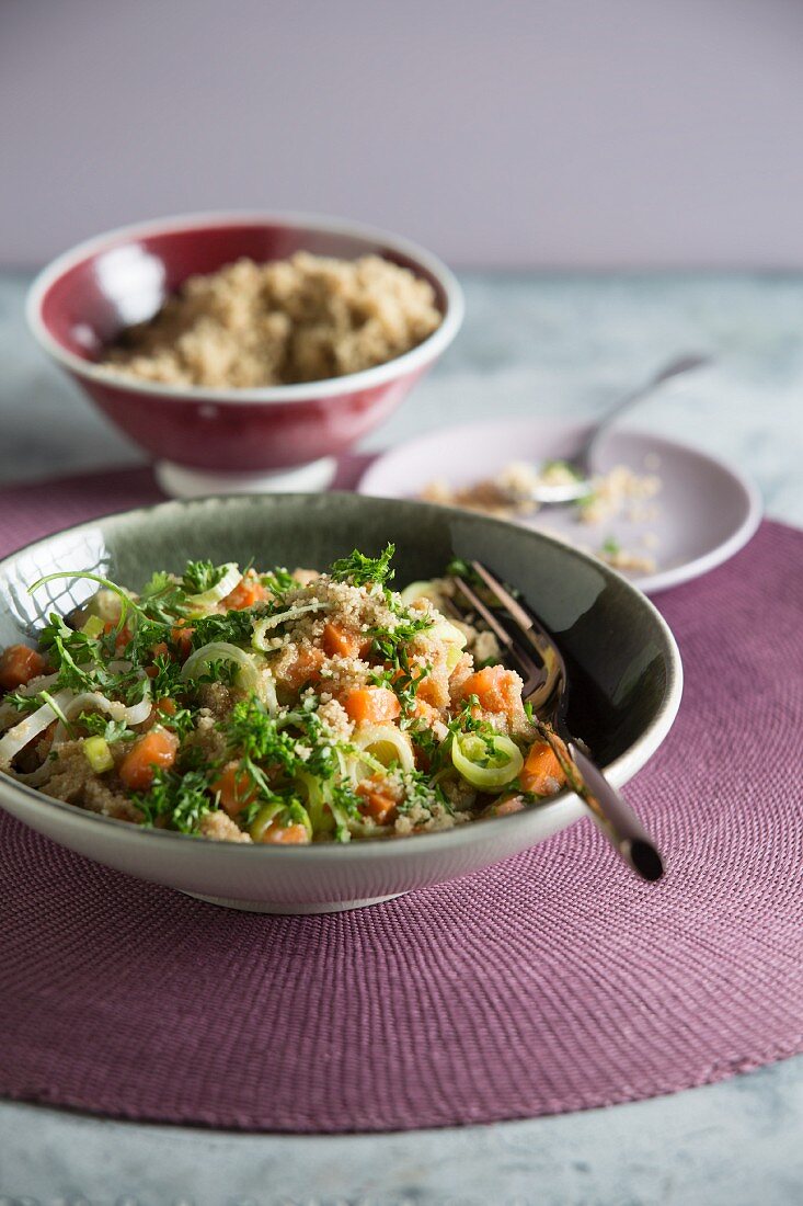 Amaranth risotto with grated walnuts