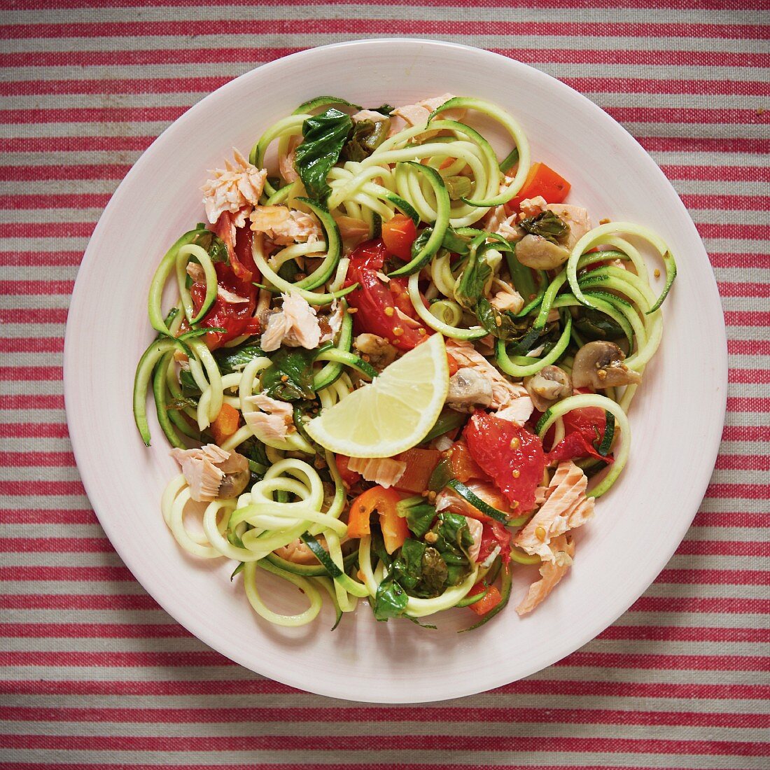 Courgette pasta with salmon