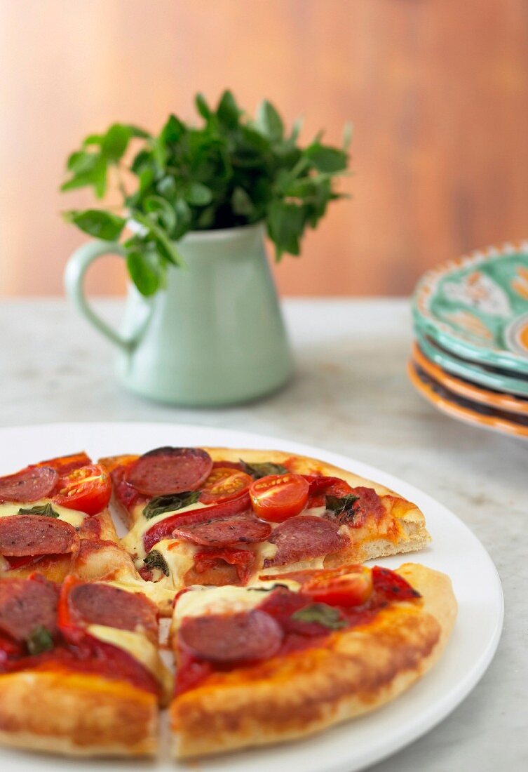 Pepperoni-Salami-Pizza