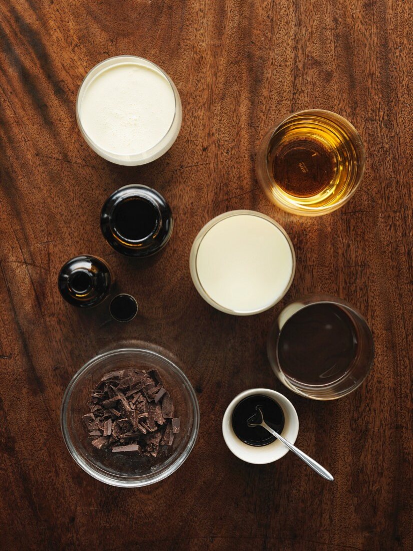 Coffee and various ingredients