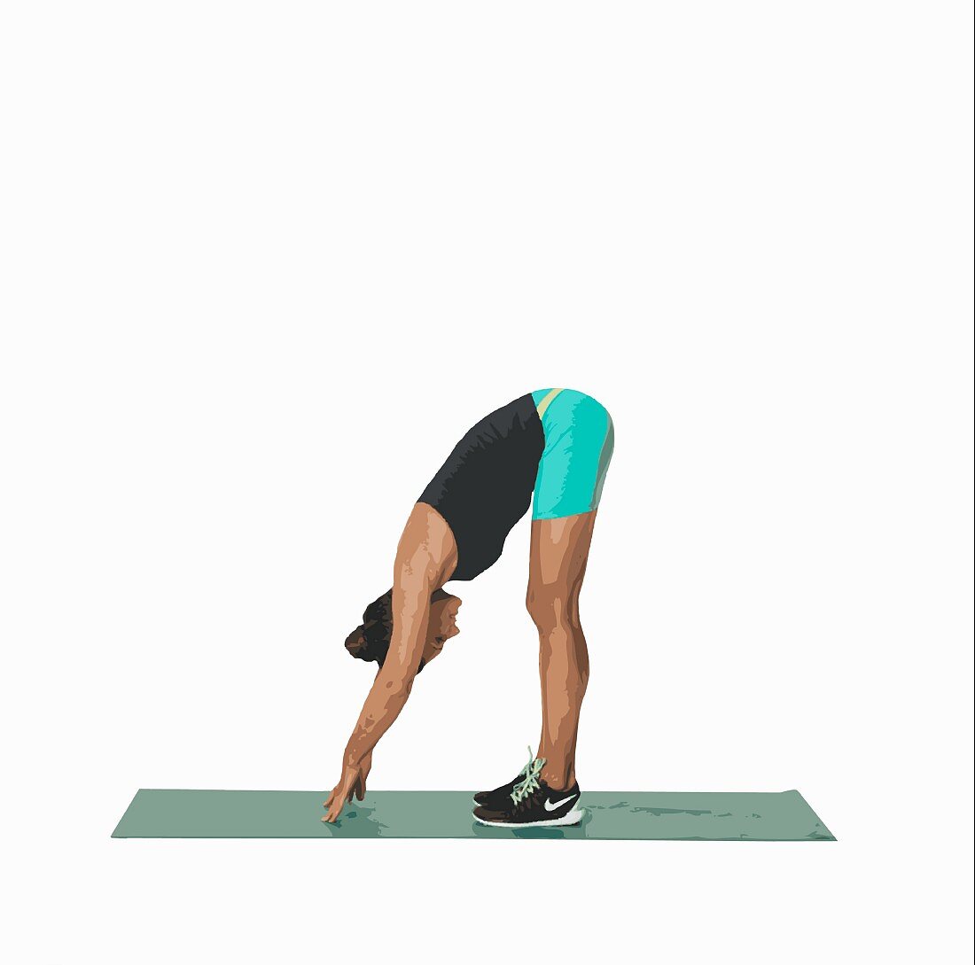 Standing forwards bend (yoga) – Buy image – 11956077 ❘