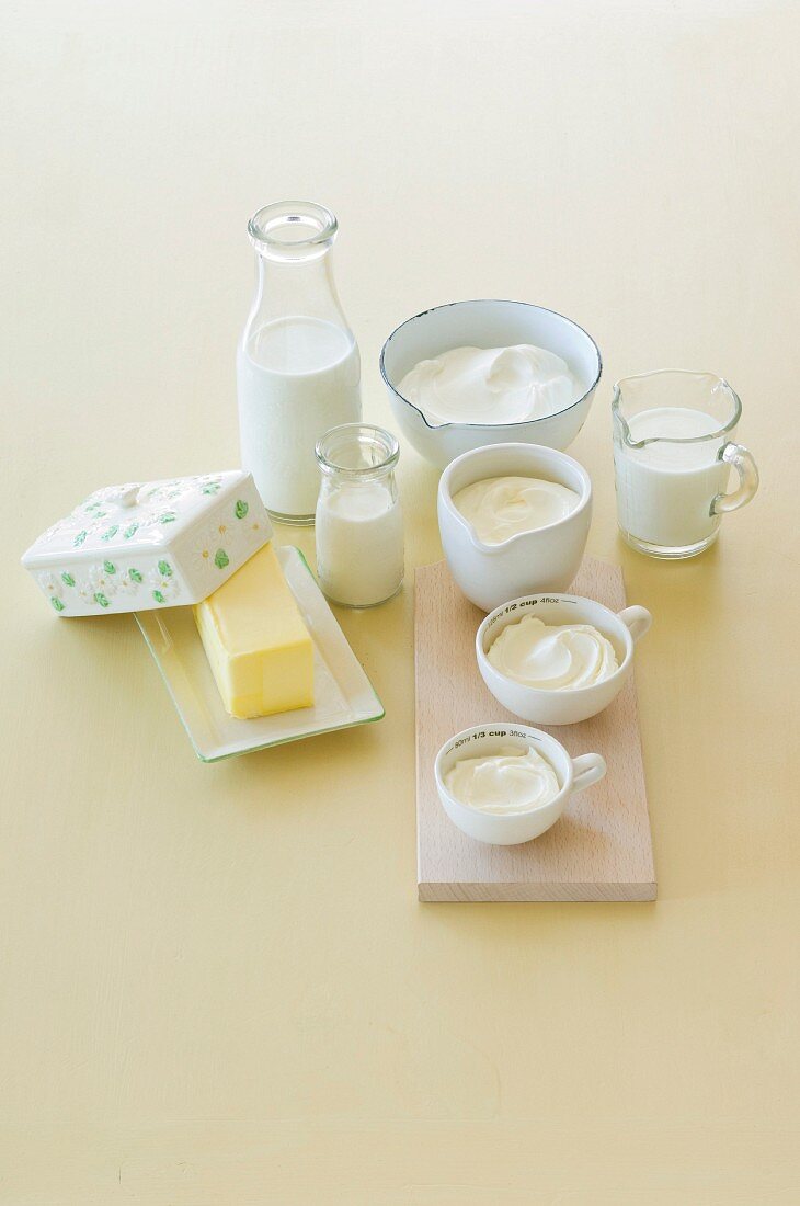 Verschiedene Milchprodukte