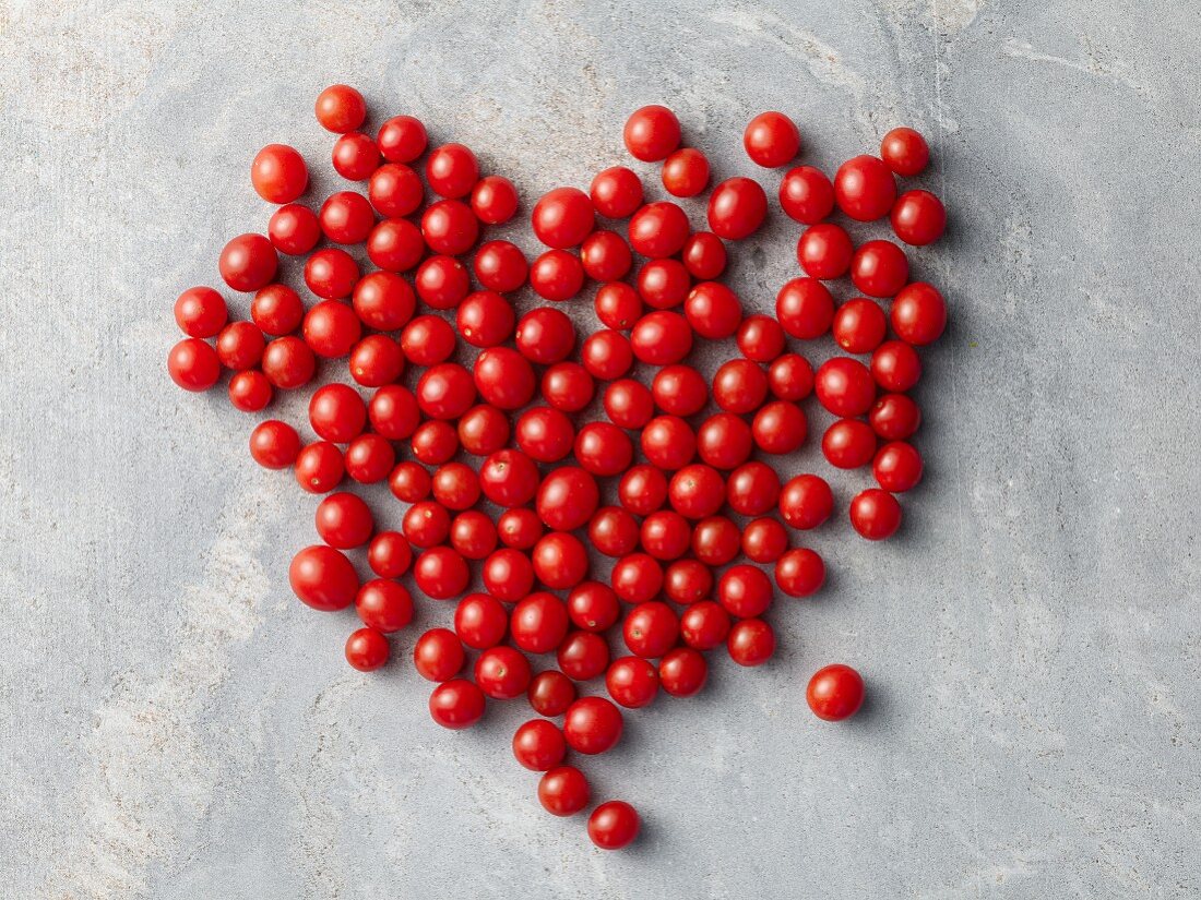 Cherry tomatoes in a heart shape