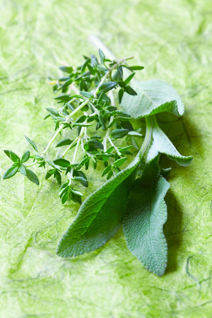 Sprigs of thyme and sage