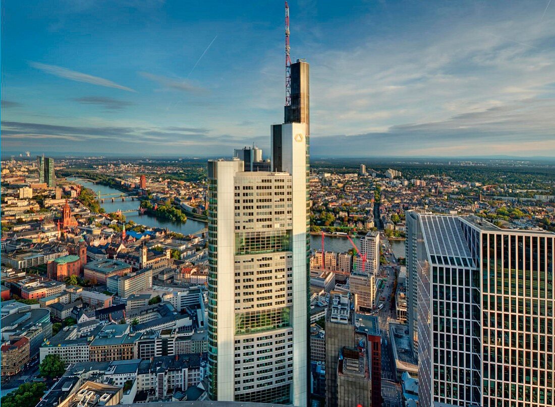 Blick auf die Commerzbank, Tower, Frankfurt am Main, Deutschland