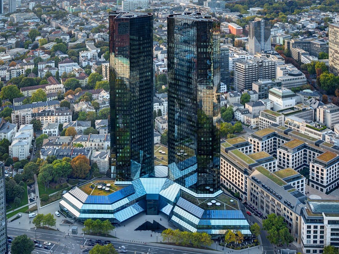 A view of the city and Deutsche Bank, Frankfurt am Main, Germany