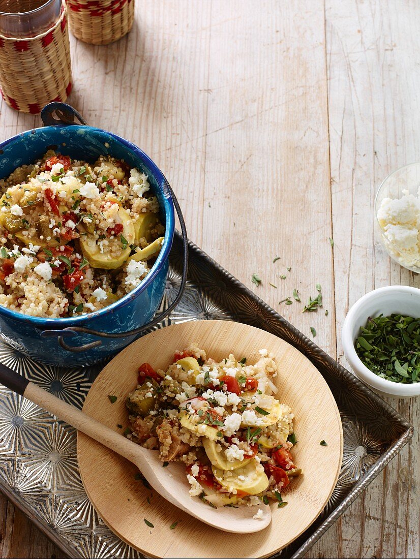 Kürbis-Poblano-Auflauf mit Feta