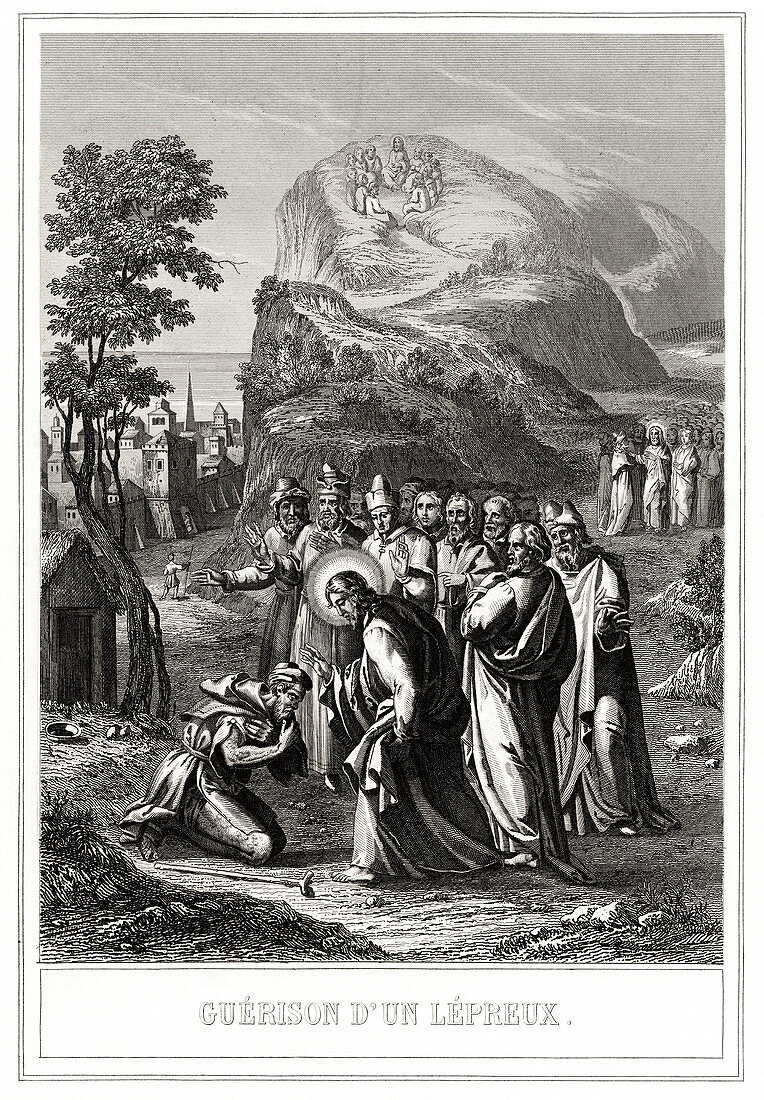 Christ healing a leper,illustration