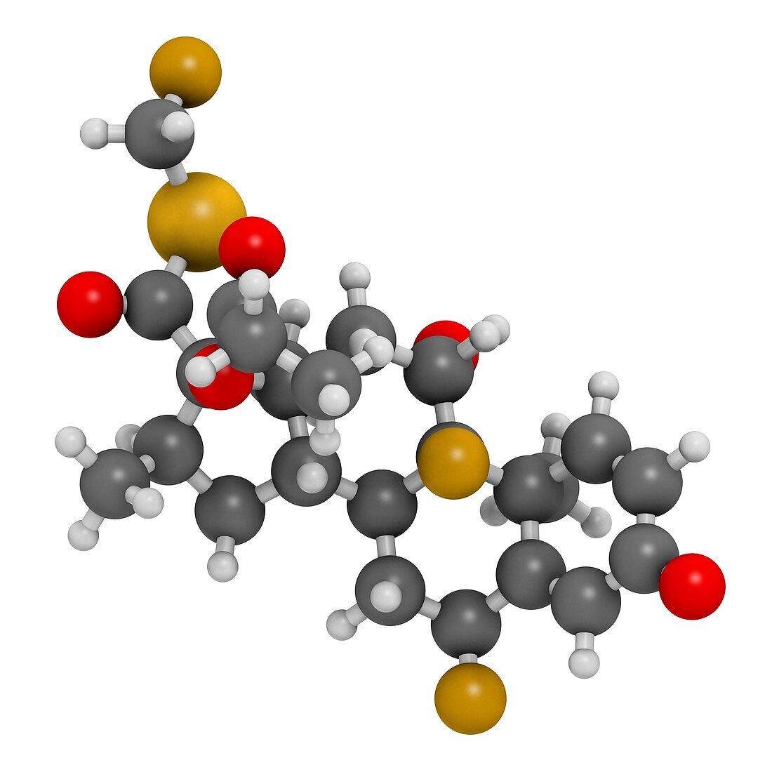 Fluticasone corticosteroid drug molecule
