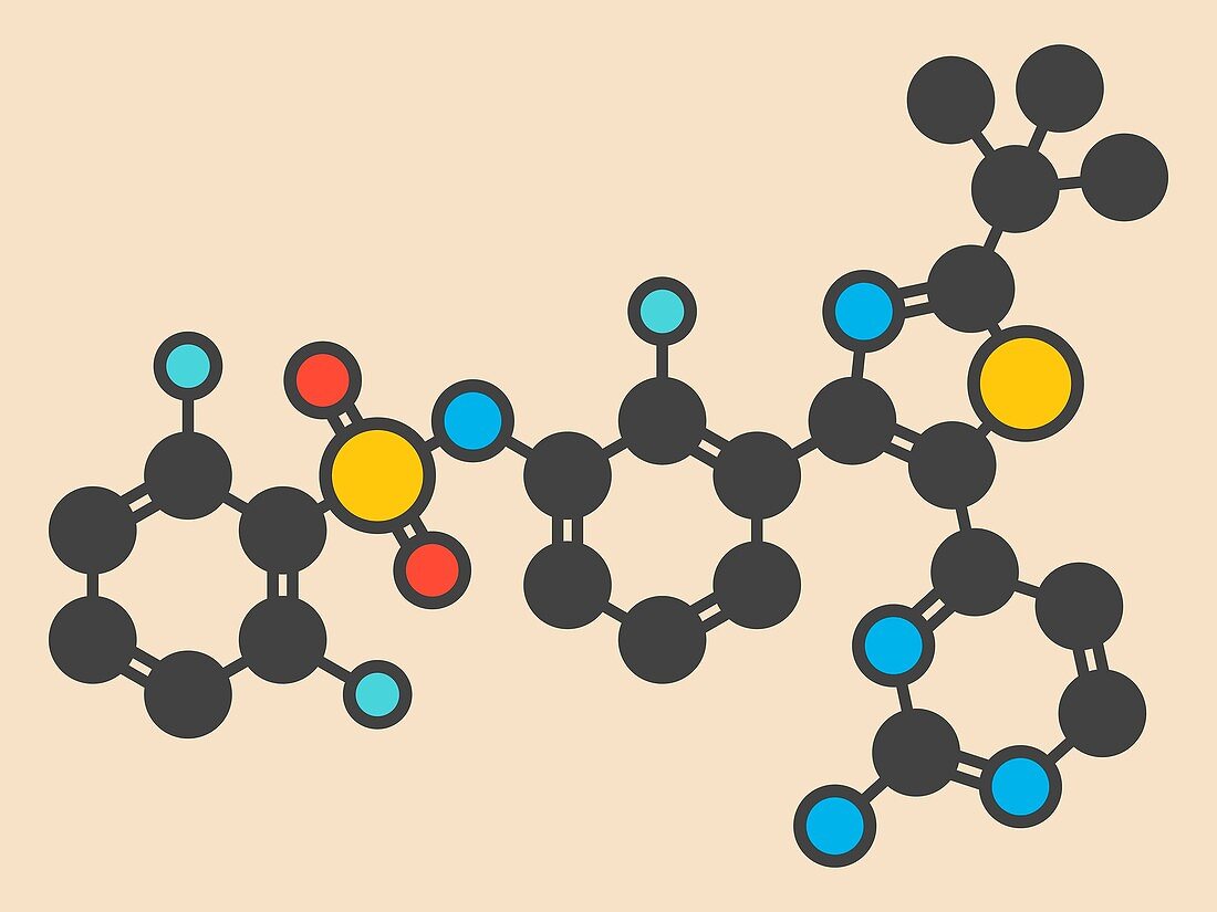 Dabrafenib melanoma cancer drug molecule