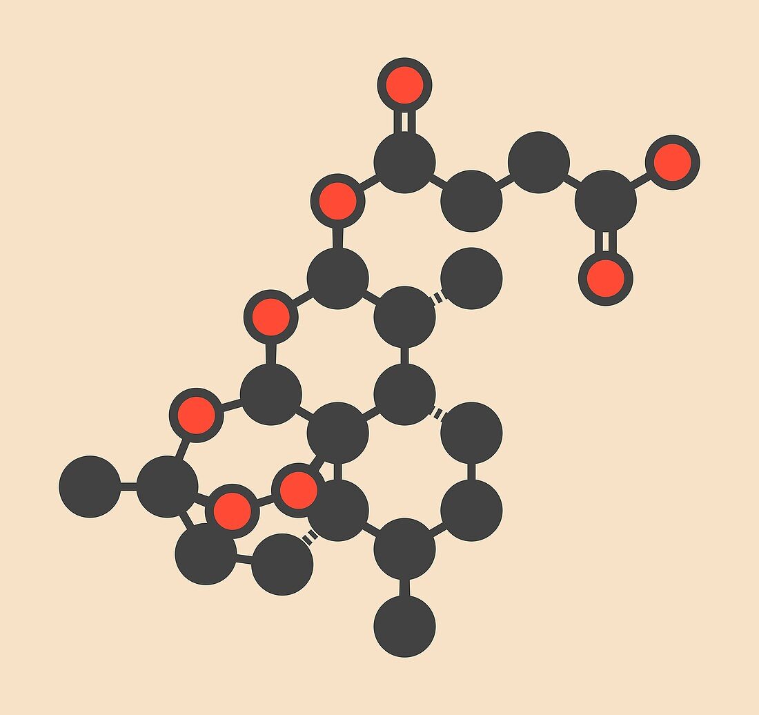 Artesunate malaria drug molecule