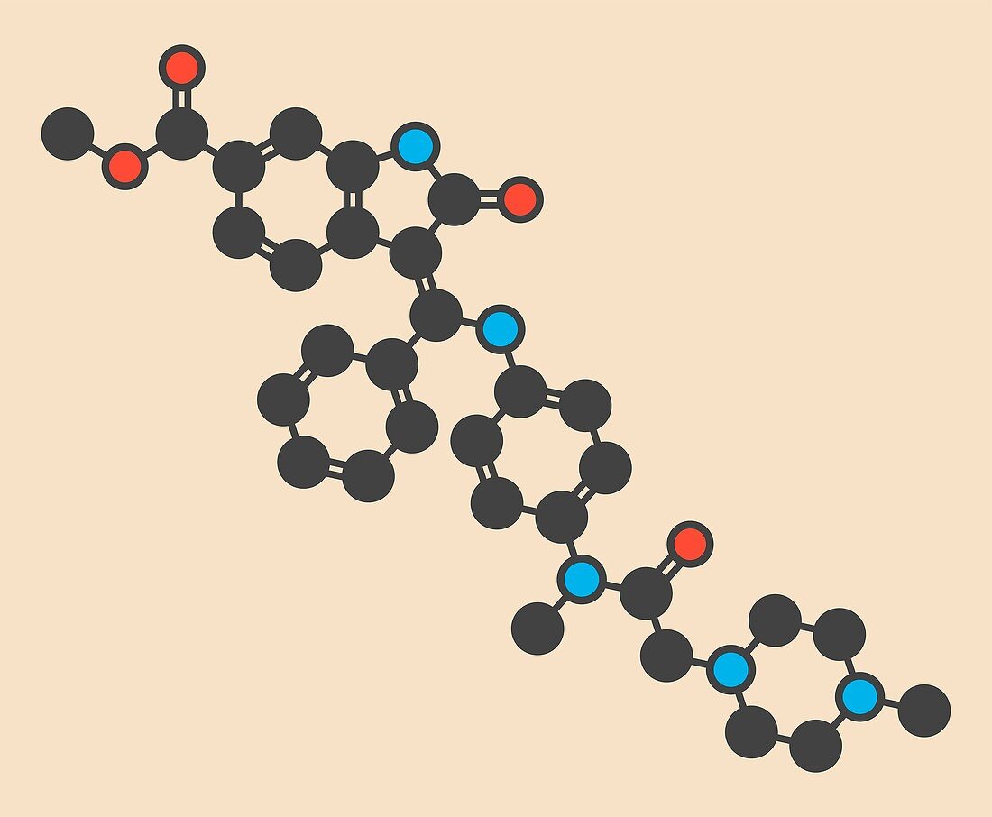 Nintedanib cancer drug molecule