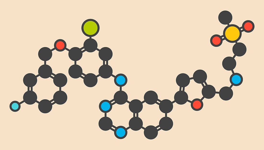 Lapatinib cancer drug molecule