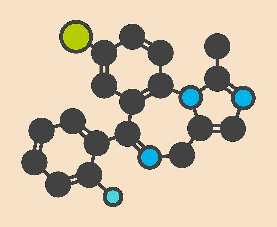 Midazolam benzodiazepine drug molecule