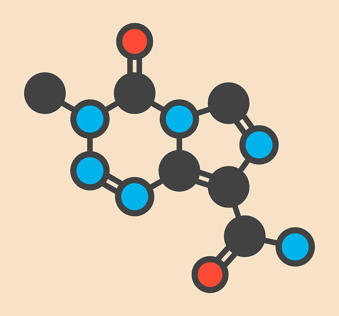 Temozolomide cancer drug molecule