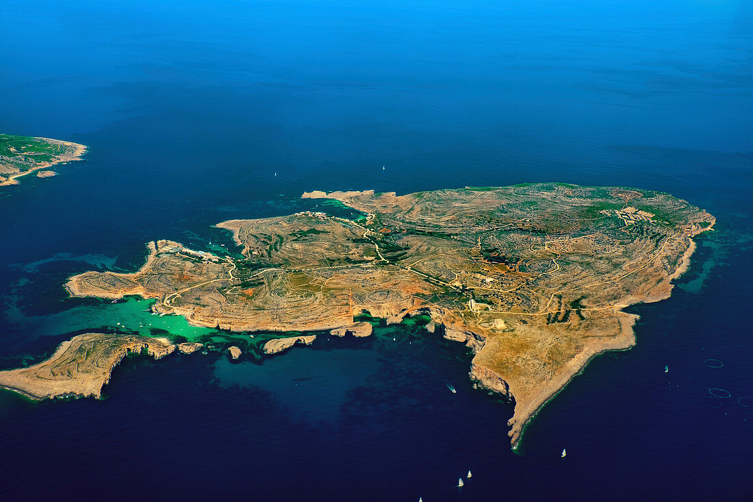Aerial view of Comino Island