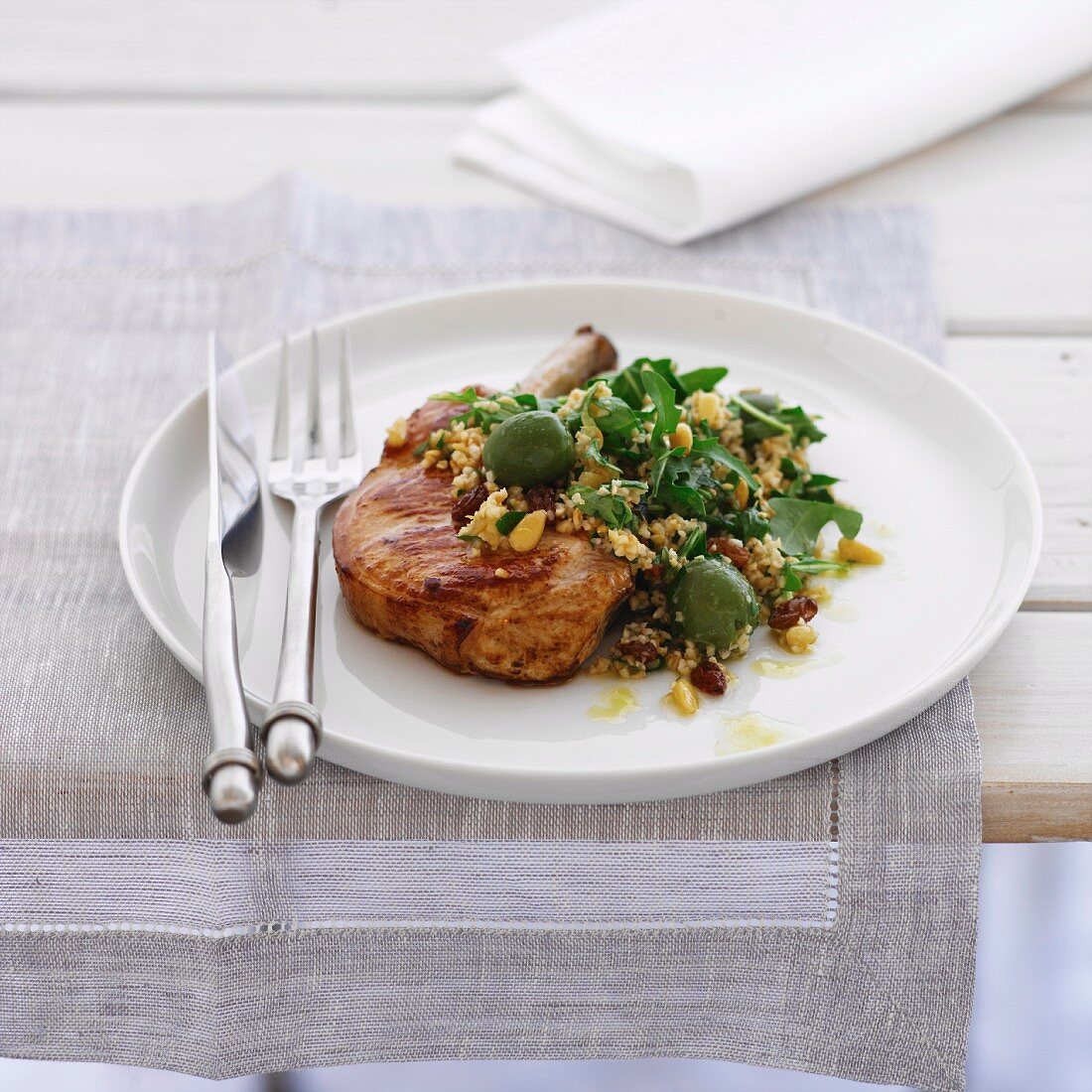 Pork Cutlets and Lemon Burghul Salad