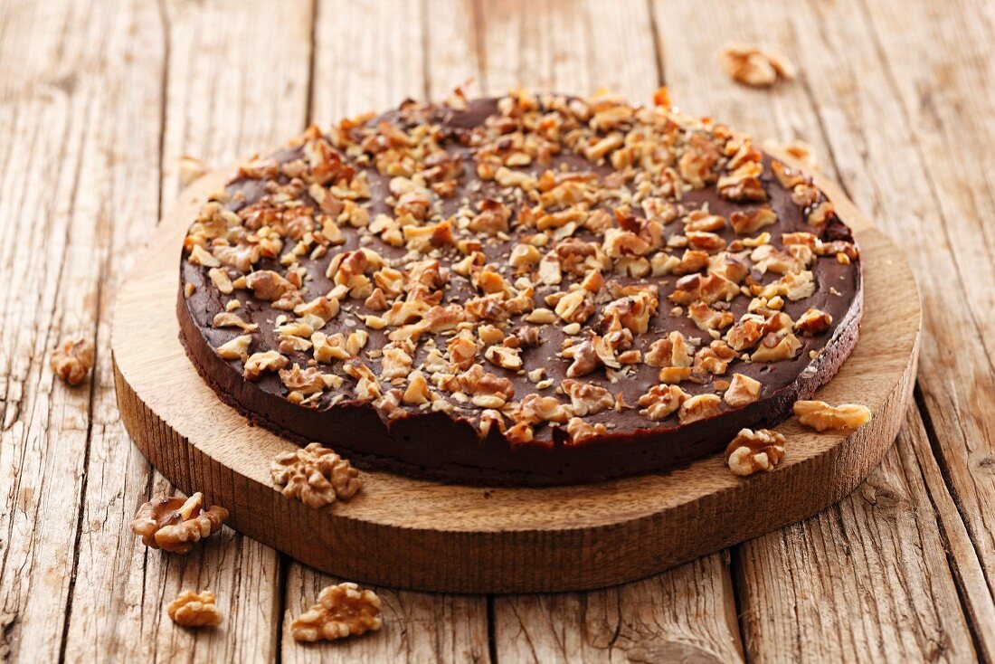 Bean and chocolate cake with walnuts