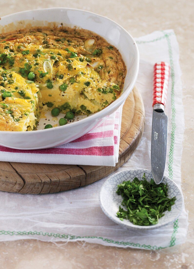 Lauch-Erbsen-Frittata aus dem Ofen