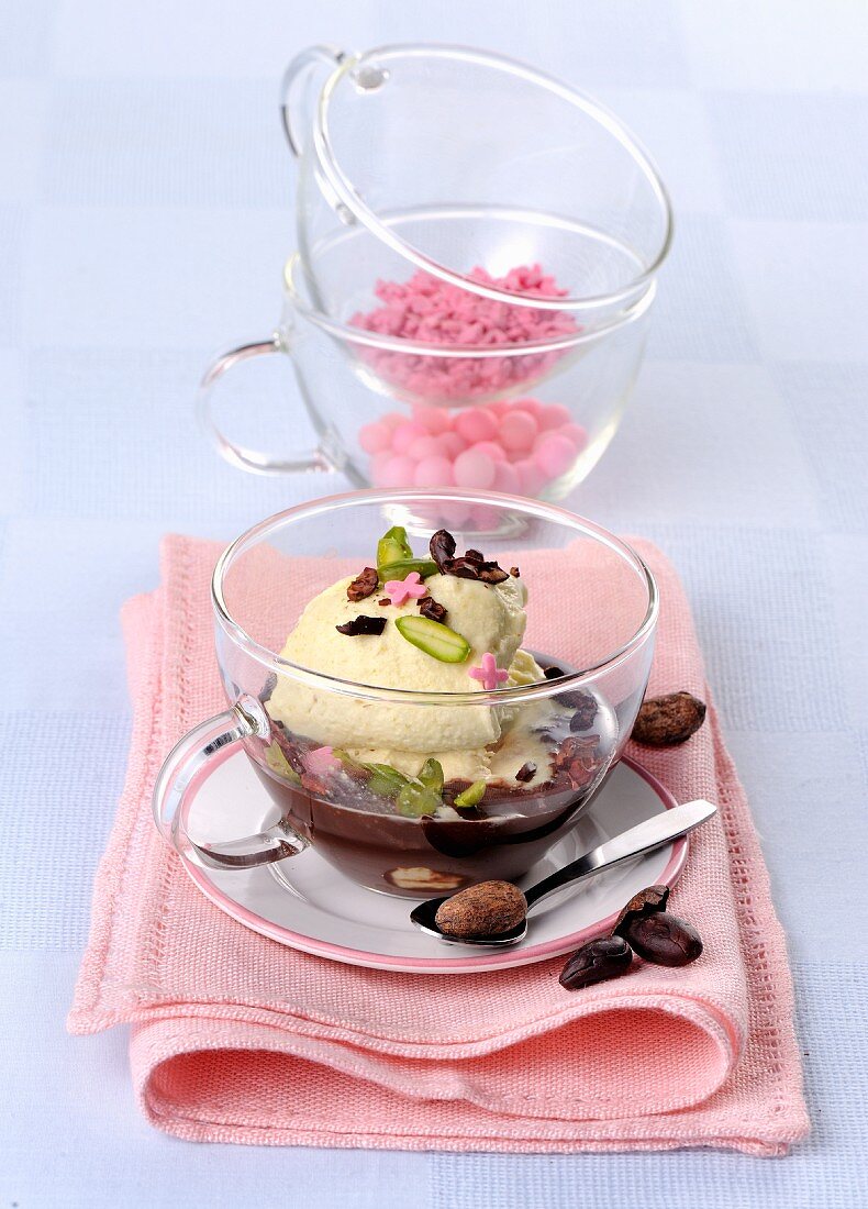 Affogato with pistachios (Italy)