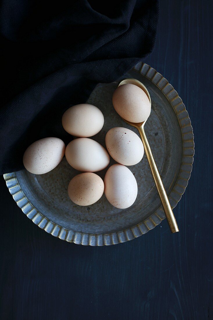 Eggs on an iron plate
