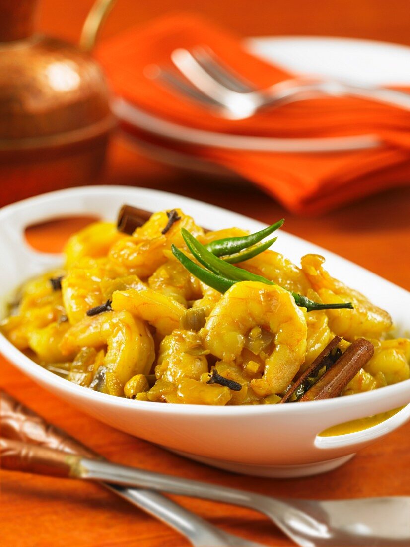 Garnelen-Kokos-Curry mit Zimt (Indien)