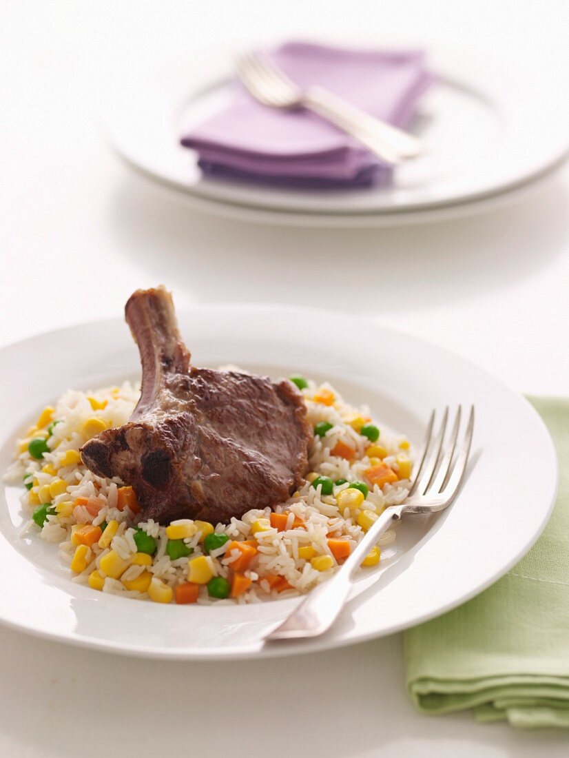 Veal Cutlets with Vegetable Pilaf (Diabetes)