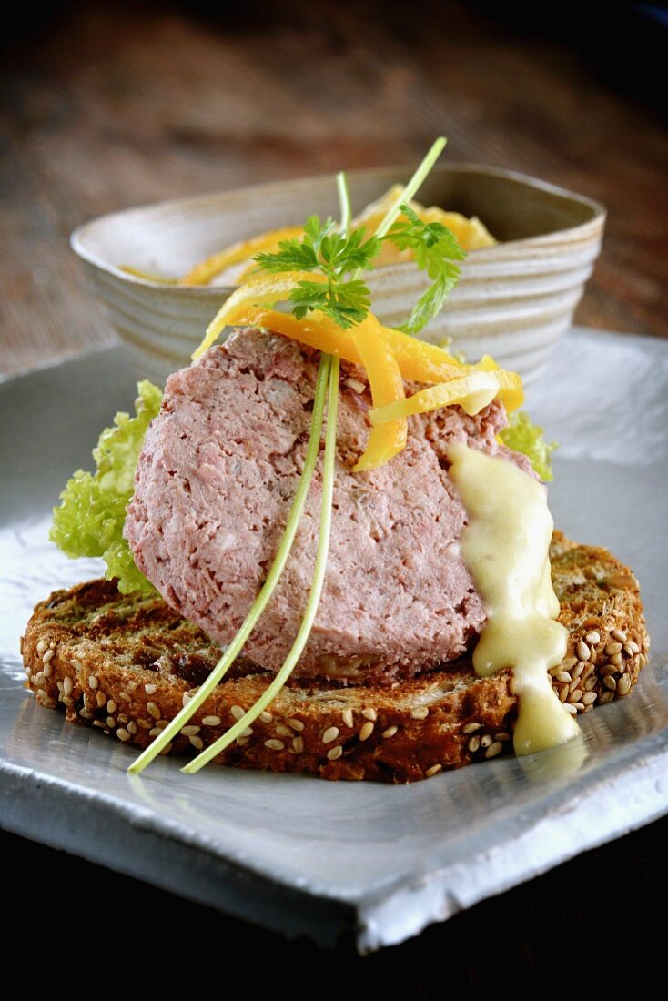 Toast topped with duck pâté