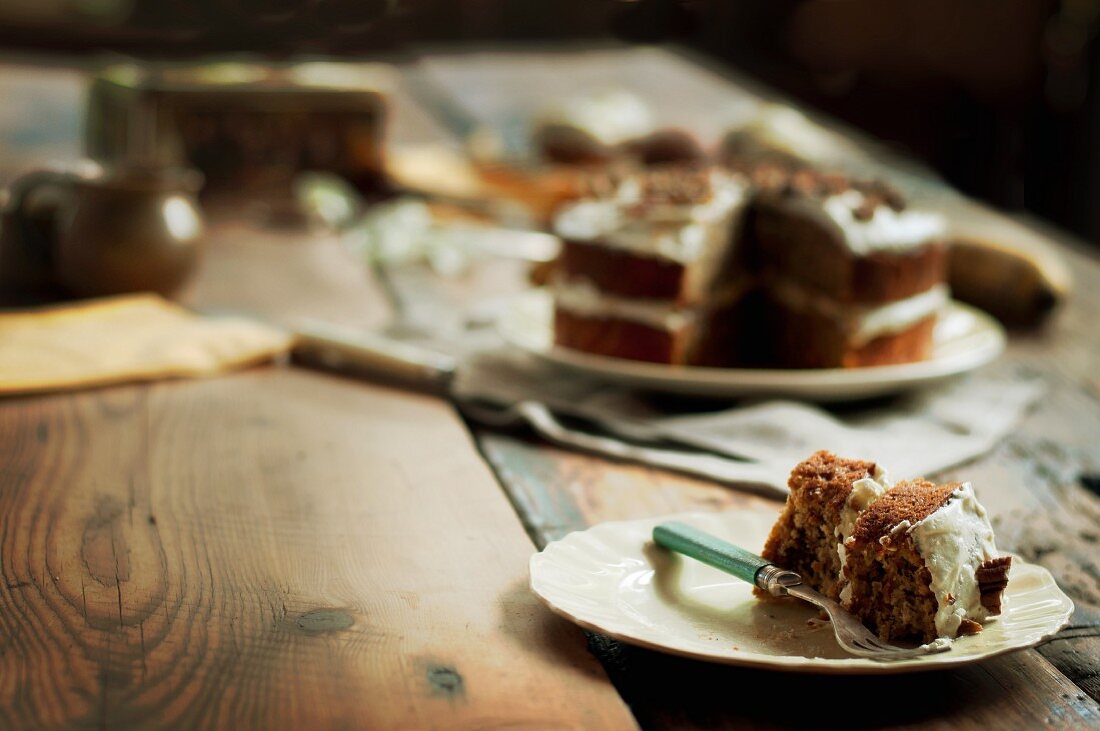 Carrot and banana cake with nuts
